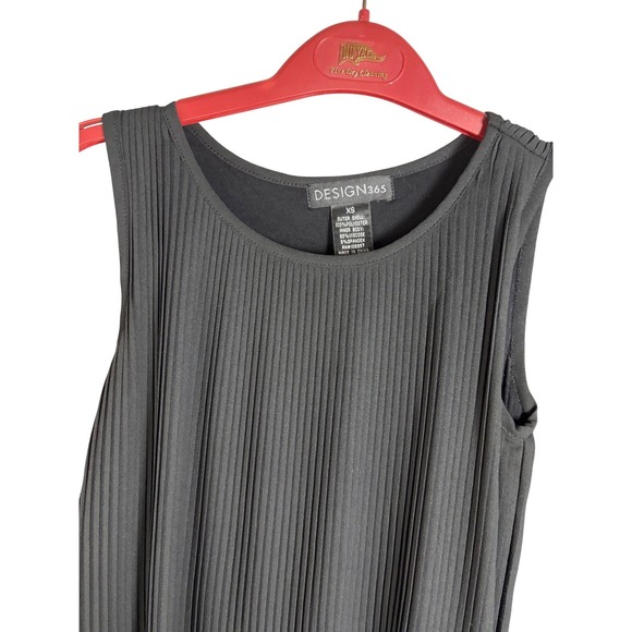 Design 365 Womens Black Micro Pleated Sleeveless Shift Dress XS Party Cocktail - Picture 3 of 6